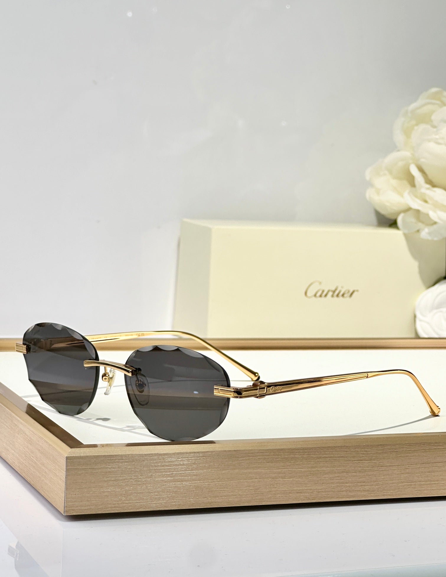 C DE RIMLESS ROUND FRAME SUNGLASSES CT0611S IN METAL
